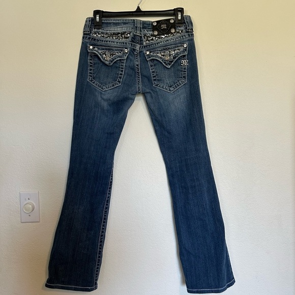 Miss Me Y2K BootCut Size 28 silver sequin bling - Picture 2 of 16